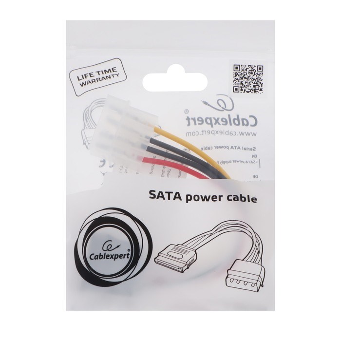 Кабель-переходник питания Cablexpert CC-SATA-PS, Molex(4pin)(m)-SATA(15pin)(f), 0.15 м - фото 51363219