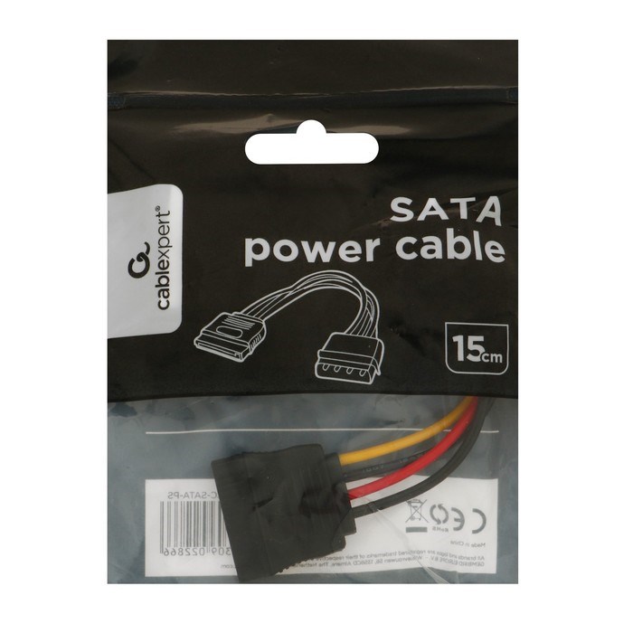 Кабель-переходник питания Cablexpert CC-SATA-PS, Molex(4pin)(m)-SATA(15pin)(f), 0.15 м - фото 51363221