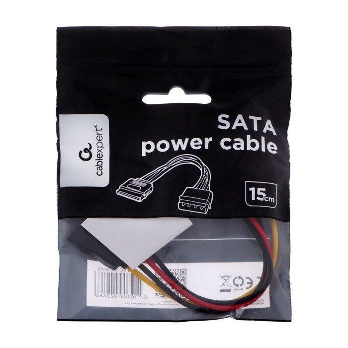 Кабель-переходник питания Cablexpert CC-SATA-PS, Molex(4pin)(m)-SATA(15pin)(f), 0.15 м - фото 51363223