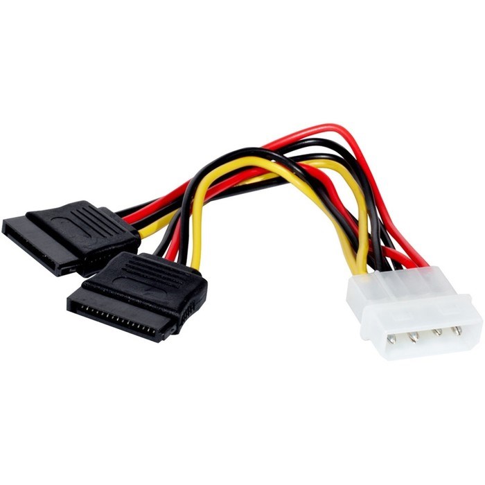 Кабель-переходник питания ExeGate EX-CC-SATA-PSY, Molex(4pin)(m)-2хSATA(15pin)(f), 0.15 м - фото 51363233