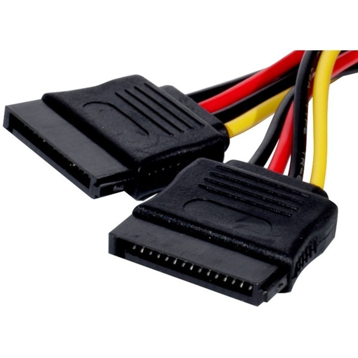 Кабель-переходник питания ExeGate EX-CC-SATA-PSY, Molex(4pin)(m)-2хSATA(15pin)(f), 0.15 м - фото 51363234