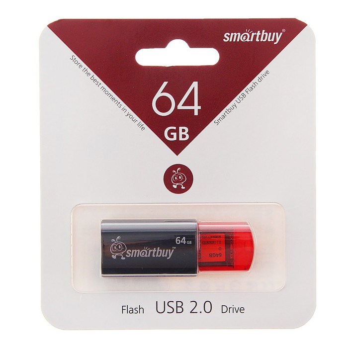 Флешка Smartbuy Click, 64 Гб, USB2.0, чт до 25 Мб/с, зап до 15 Мб/с, чёрная - фото 51363419