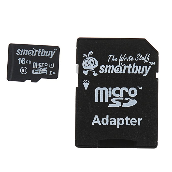 Карта памяти Smartbuy microSD, 16 Гб, SDHC, класс 10, с адаптером SD - фото 51363445