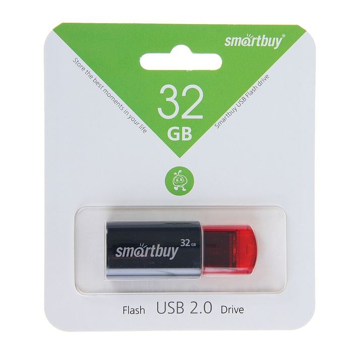 Флешка Smartbuy Click, 32 Гб, USB2.0, чт до 25 Мб/с, зап до 15 Мб/с, чёрная - фото 51363563