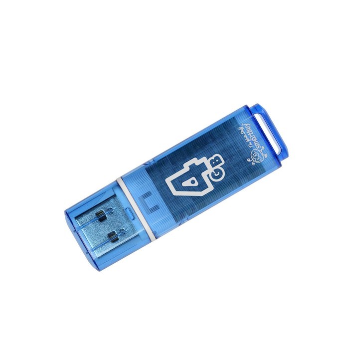 Флешка Smartbuy Glossy, 4 Гб, USB2.0, чт до 25 Мб/с, зап до 15 Мб/с, синяя - фото 51363566