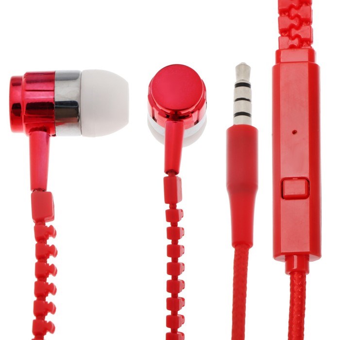 Наушники Luazon VBT 1.10 "Молния", вакуумные, микрофон, красные - фото 51363812