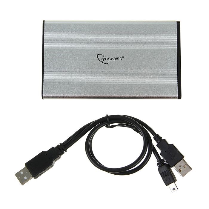 Внешний корпус Gembird EE2-U2S-5-S, 2.5", USB 2.0, SATA, металл, цвет серебро - фото 51363862