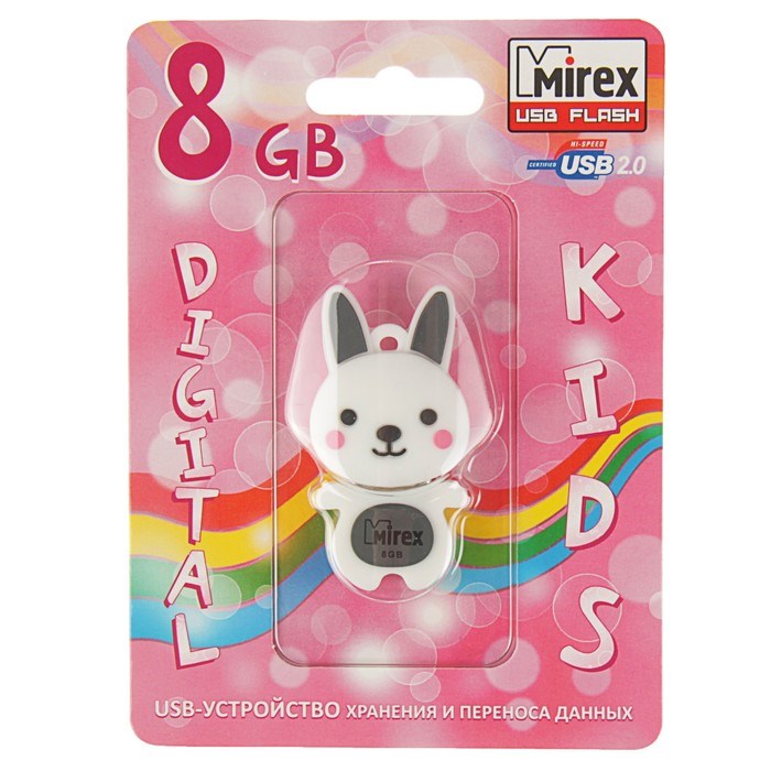 Флешка Mirex RABBIT GREY, 8 Гб, USB2.0, "кролик", чт до 25 Мб/с, зап до 15 Мб/с - фото 51363927