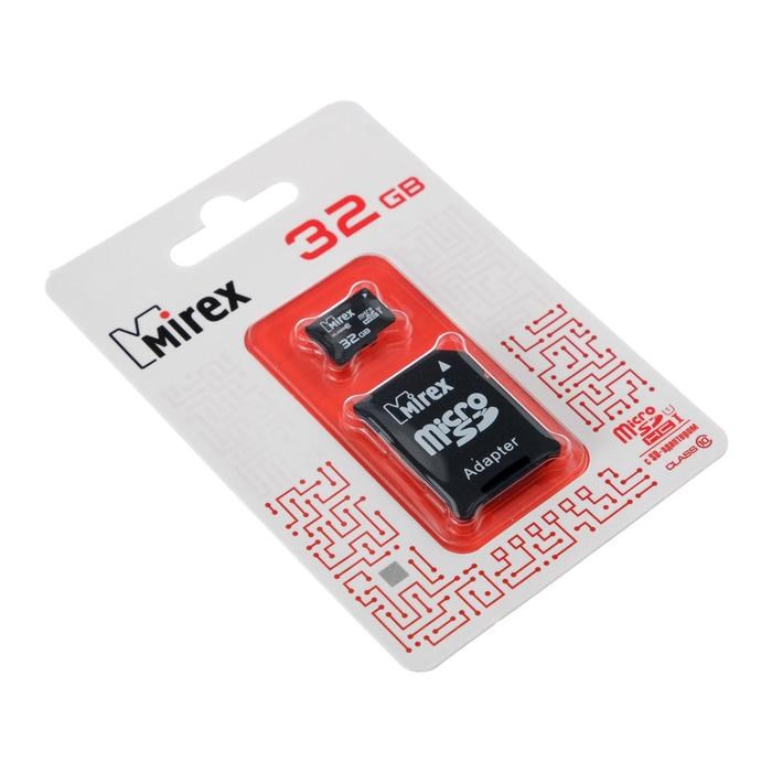 Карта памяти Mirex microSD, 32 Гб, SDHC, UHS-I, класс 10, с адаптером SD - фото 51364021