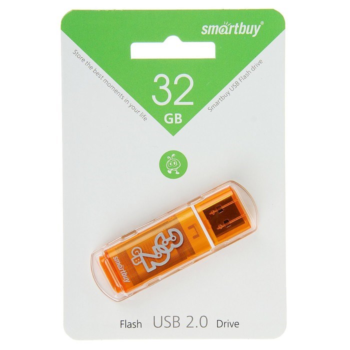 Флешка Smartbuy Glossy series Orange, 32 Гб, USB2.0, чт до 25 Мб/с, зап до 15 Мб/с,оранжевая - фото 51364359