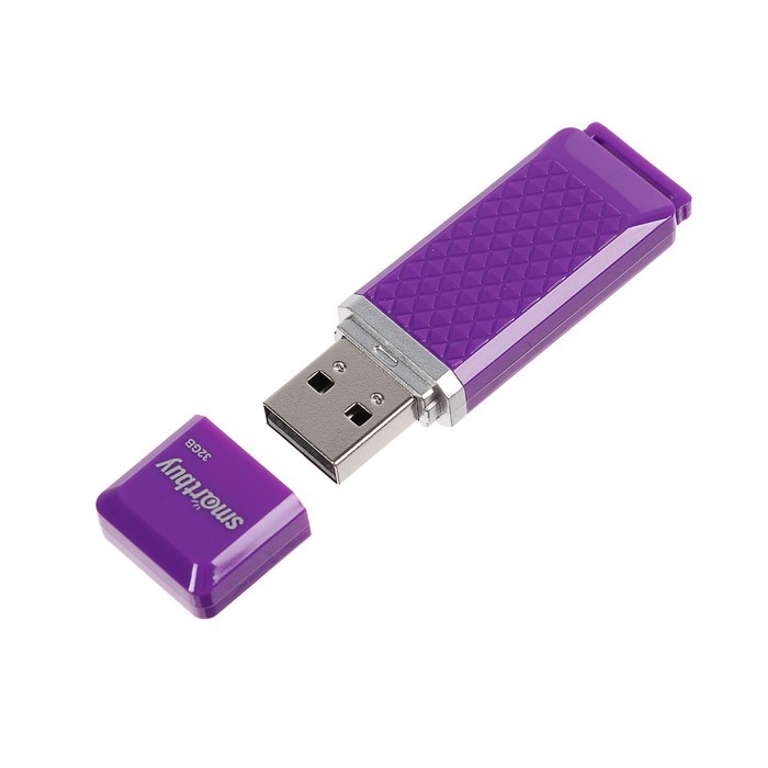 Флешка Smartbuy Quartz series Violet, 32 Гб, USB2.0, чт до 25 Мб/с, зап до 15 Мб/с, фиолет. - фото 51364360