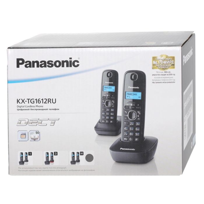 Радиотелефон Dect Panasonic KX-TG1612RUH темно-серый, АОН - фото 51364447