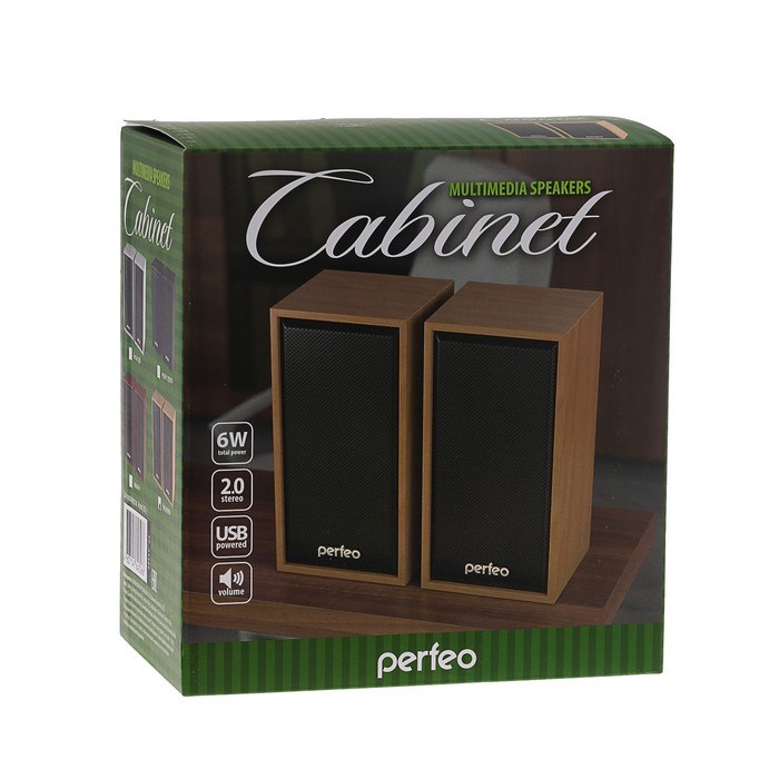 Компьютерные колонки 2.0 Perfeo CABINET PF-84, 2х3 Вт, USB, дерево - фото 51364744