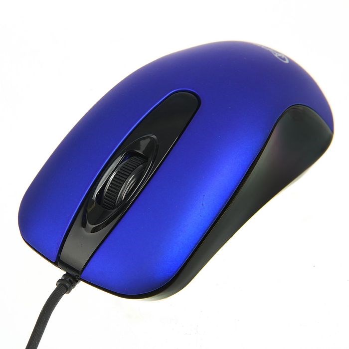 Мышь Gembird MOP-400, проводная, оптическая, бесшумная, 1000 dpi, USB, чёрно-синяя - фото 51364767