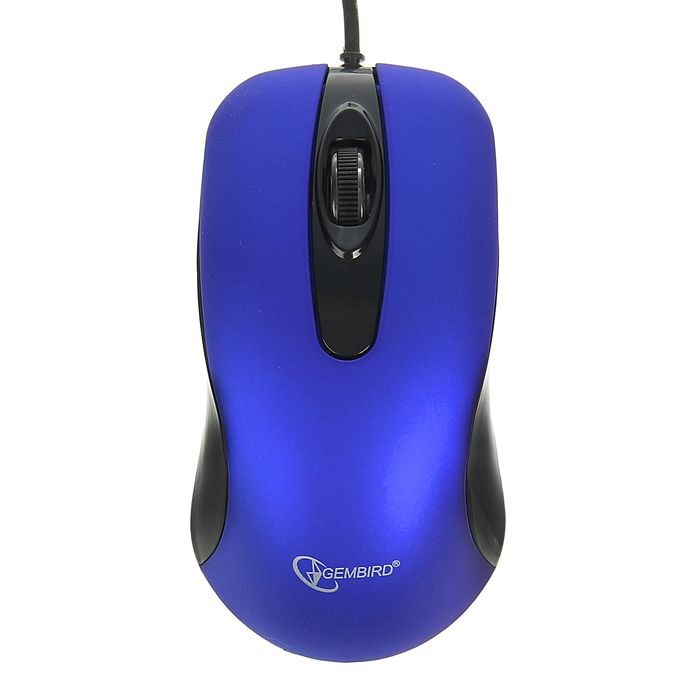Мышь Gembird MOP-400, проводная, оптическая, бесшумная, 1000 dpi, USB, чёрно-синяя - фото 51364768