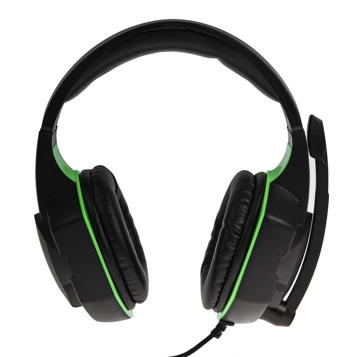 Наушники Ritmix RH-560M Gaming, игровые, полноразмерные,микрофон,3.5мм, 1.8 м, черно-зеленые - фото 51364956