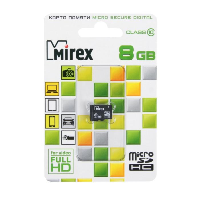 Карта памяти Mirex microSD, 8 Гб, SDHC, класс 10 - фото 51365005