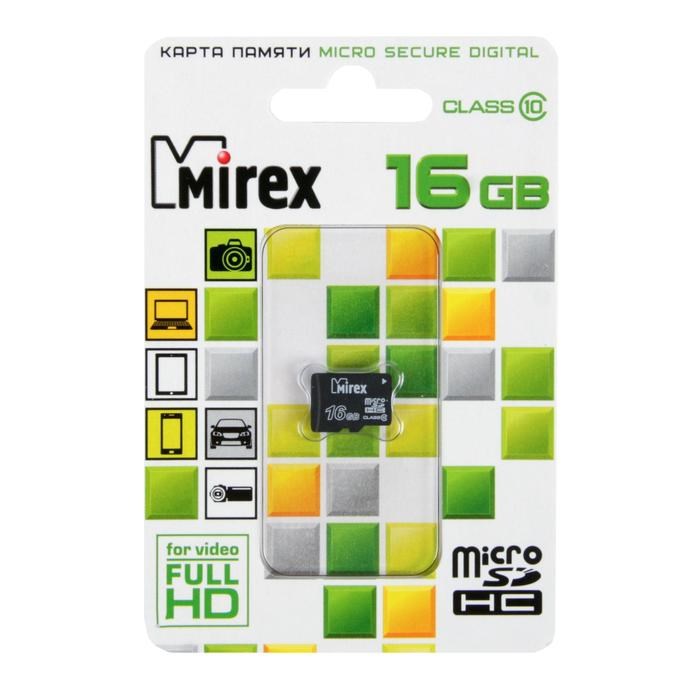 Карта памяти Mirex microSD, 16 Гб, SDHC, класс 10 - фото 51365014