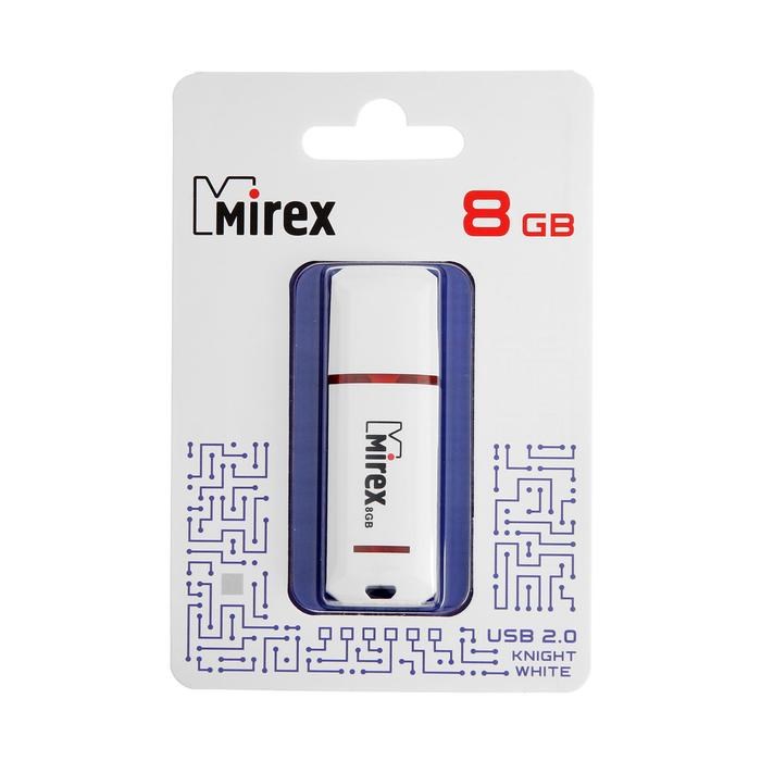 Флешка Mirex KNIGHT WHITE, 8 Гб, USB2.0, чт до 25 Мб/с, зап до 15 Мб/с, белая - фото 51365058