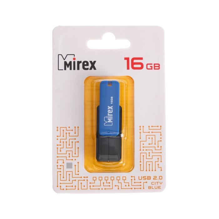 Флешка Mirex CITY BLUE, 16 Гб, USB2.0, чт до 25 Мб/с, зап до 15 Мб/с, синяя - фото 51365076