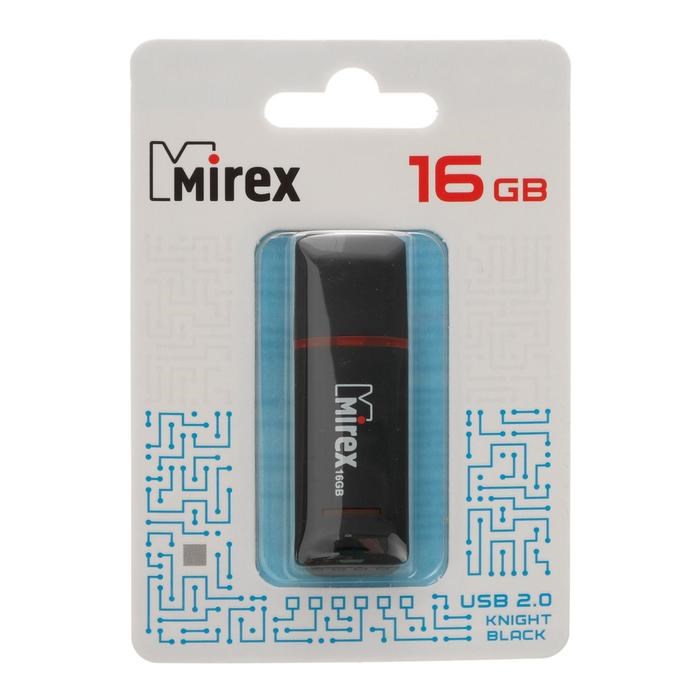 Флешка Mirex KNIGHT BLACK, 16 Гб, USB2.0, чт до 25 Мб/с, зап до 15 Мб/с, черная - фото 51365086