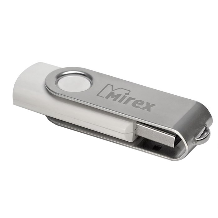 Флешка Mirex SWIVEL WHITE, 16 Гб, USB2.0, чт до 25 Мб/с, зап до 15 Мб/с, белая - фото 51365107