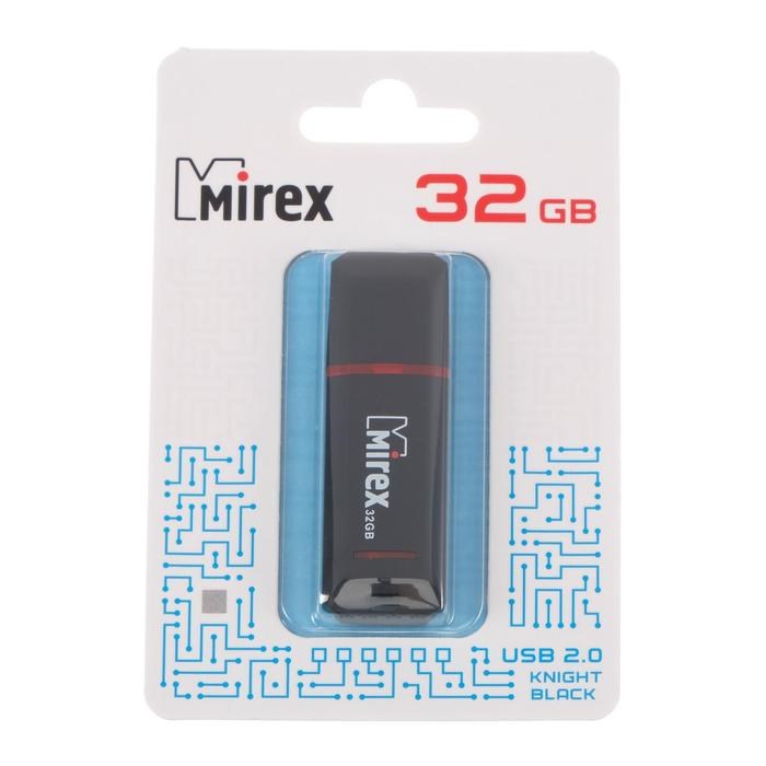 Флешка Mirex KNIGHT BLACK, 32 Гб, USB2.0, чт до 25 Мб/с, зап до 15 Мб/с, черная - фото 51365116