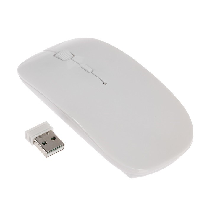 Мышь LuazON MB-1.0, беспроводная, оптическая, 1600 dpi, USB, белая - фото 51365357