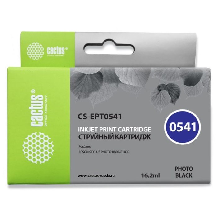 Картридж струйный Cactus CS-EPT0541 черный для Epson Stylus Photo R800/R1800 (16.2мл) - фото 51365582