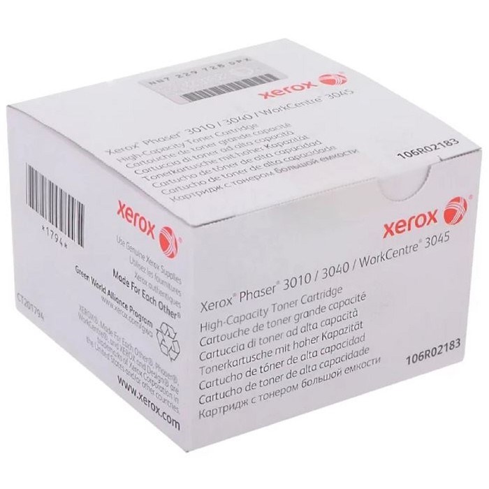 Тонер Картридж Xerox 106R02183 черный для Xerox Ph 3010/WC 3045B (2300стр.) - фото 51365721