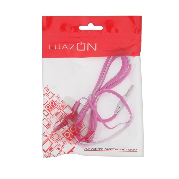 Наушники Luazon VBT 1.7, вакуумные, плоский провод, МИКС - фото 51365844
