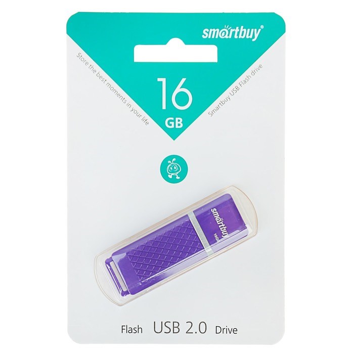 Флешка Smartbuy Quartz, 16 Гб, USB2.0, чт до 25 Мб/с, зап до 15 Мб/с, фиолетовая - фото 51365873