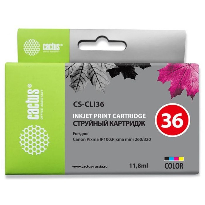 Картридж струйный Cactus CS-CLI36 многоцветный для Canon Pixma 260 (11.8мл) - фото 51366023