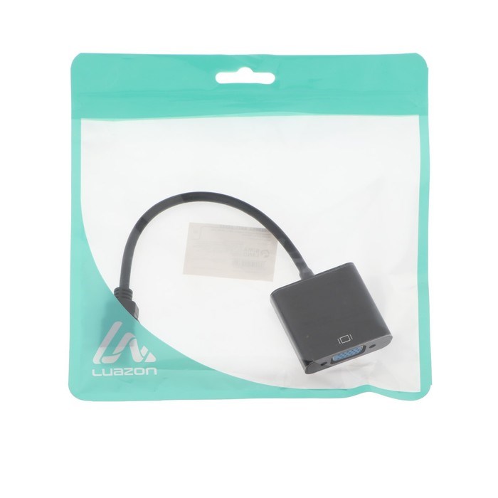 Переходник Luazon PL-001, HDMI-VGA, провод 0.2 м, чёрный - фото 51366269