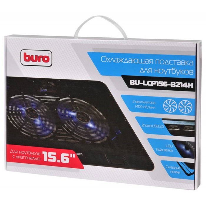 Подставка для ноутбука Buro BU-LCP156-B214H 15.6" 2xUSB 2x 140ммFAN черная - фото 51366582