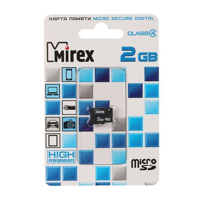 Карта памяти Mirex microSD, 2 Гб, класс 4 - фото 51366985