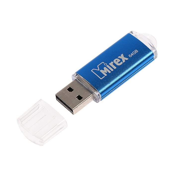 Флешка Mirex UNIT AQUA, 64 Гб, USB2.0, чт до 25 Мб/с, зап до 15 Мб/с, синяя - фото 51366987