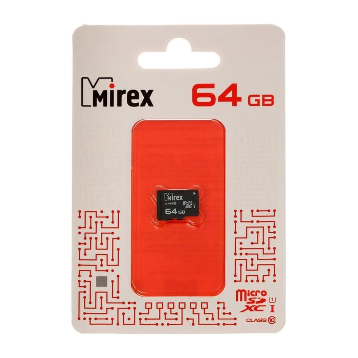 Карта памяти Mirex microSD, 64 Гб, SDXC, UHS-I, класс 10 - фото 51366996