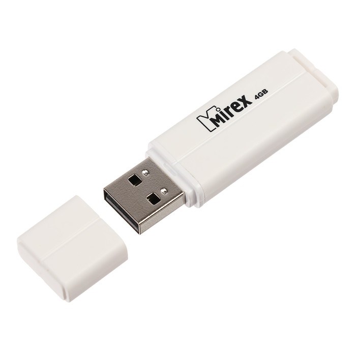 Флешка Mirex LINE WHITE, 4 Гб, USB2.0, чт до 25 Мб/с, зап до 15 Мб/с, белая - фото 51367011