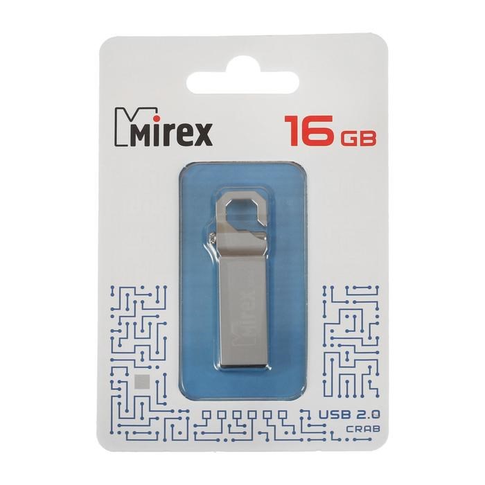 Флешка Mirex CRAB, 16 Гб, USB2.0, чт до 25 Мб/с, зап до 15 Мб/с, цвет серебристый - фото 51367017