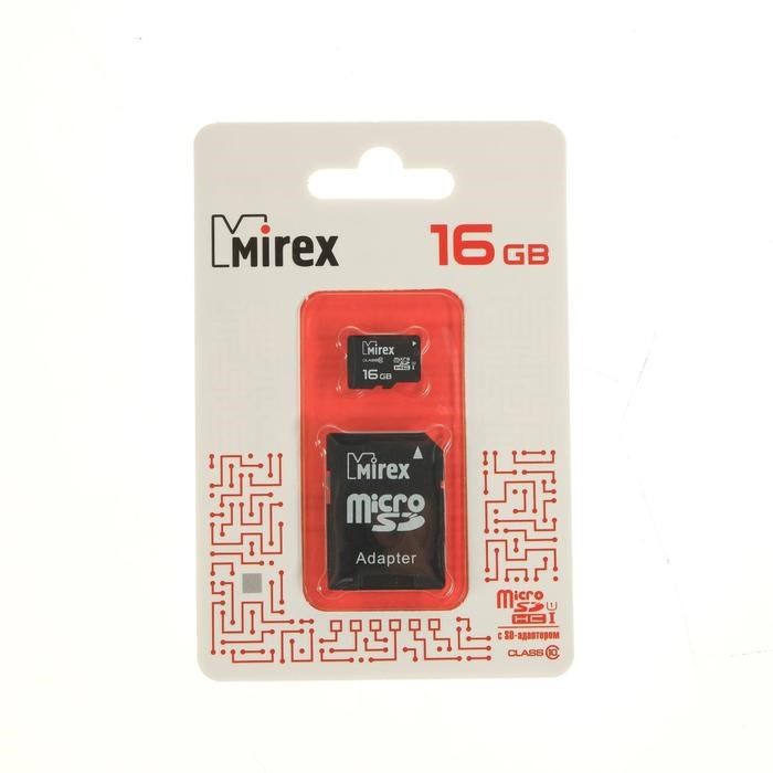 Карта памяти Mirex microSD, 16 Гб, SDHC, UHS-I, класс 10, с адаптером SD - фото 51367022