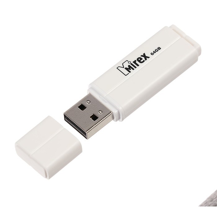 Флешка Mirex LINE WHITE, 64 Гб, USB2.0, чт до 25 Мб/с, зап до 15 Мб/с, белая - фото 51367030