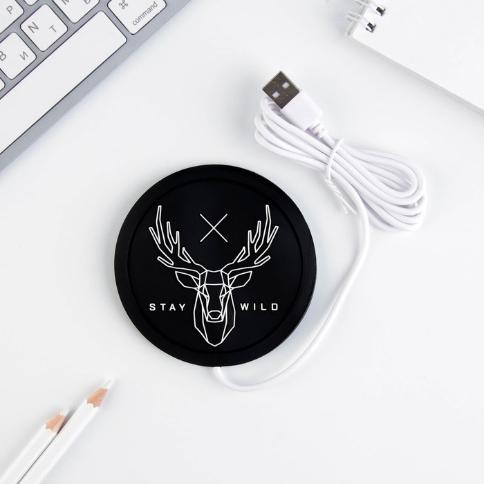 Подставка для кружки USB «Stay wild», с подогревом, 10 × 10 см - фото 51367043