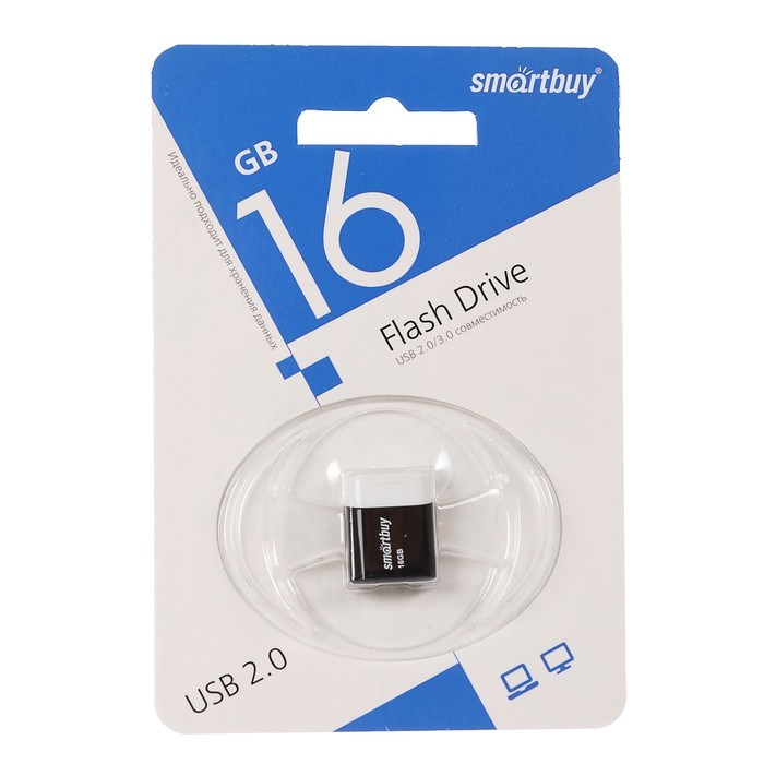 Флешка Smartbuy Lara, 16 Гб, USB2.0, чт до 25 Мб/с, зап до 15 Мб/с, черная - фото 51367051