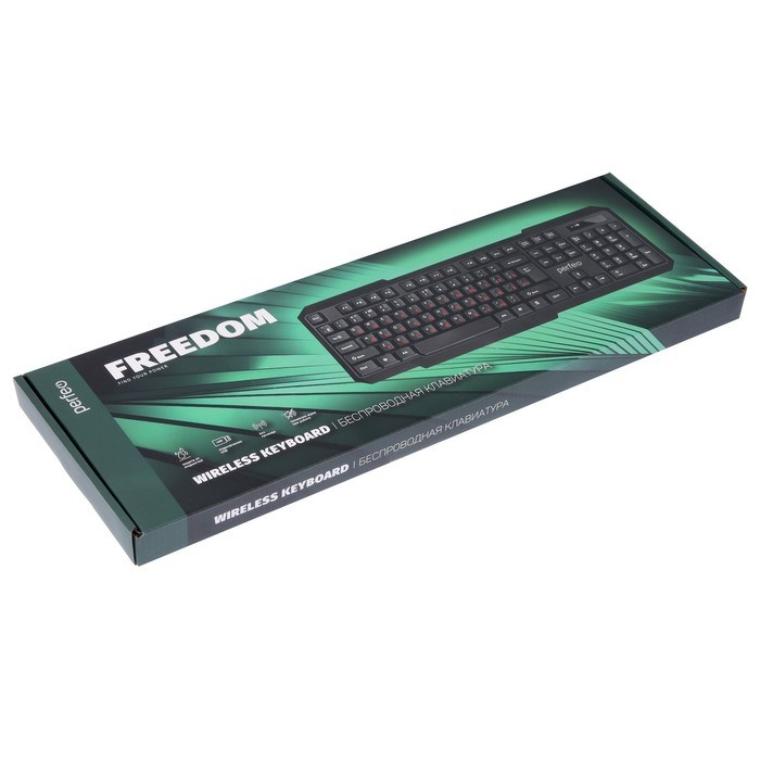 Клавиатура Perfeo FREEDOM PF-5191, беспроводная, мембранная, USB, 1xAA (нет в компл), чёрная - фото 51367131