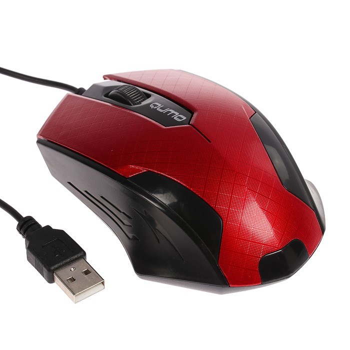 Мышь Qumo M14 Office, проводная, оптическая, 3 кнопки, 1000 dpi, USB, красная - фото 51367148