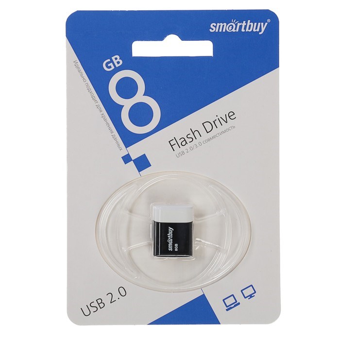 Флешка Smartbuy Lara, 8 Гб, USB2.0, чт до 25 Мб/с, зап до 15 Мб/с, черная - фото 51367398