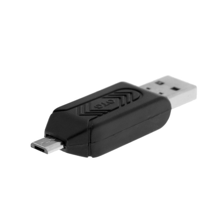 Картридер-OTG Luazon LNCR-001, подключение microUSB и USB, слоты SD microSD, черный - фото 51367417