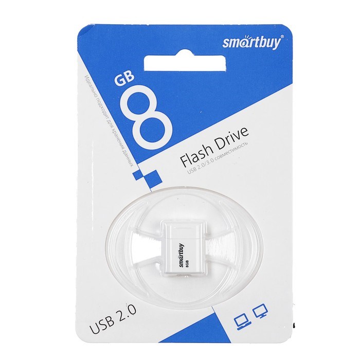 Флешка Smartbuy Lara, 8 Гб, USB2.0, чт до 25 Мб/с, зап до 15 Мб/с, белая - фото 51367461