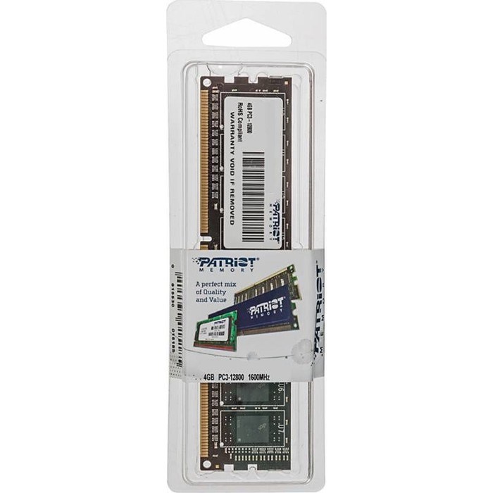 Память DDR3 Patriot PSD34G16002, 4Гб, PC3-12800, 1600 МГц, DIMM - фото 51368109